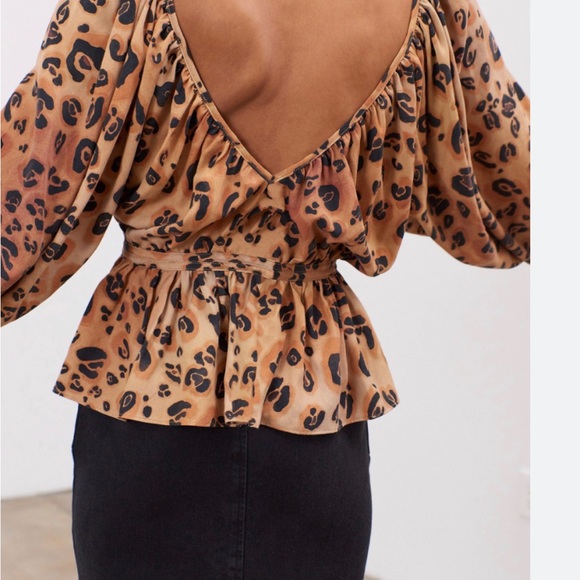 💞New Mara Hoffman Maud peplum top in leopard print - Picture 3 of 3